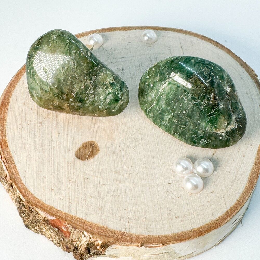 Natural Green Stone Cufflinks Vintage Amazonite Jade Agate Formal Stylish